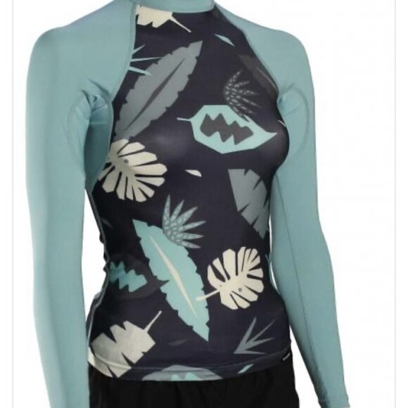 NWT DaKine Surf Flow Snug Fit Palm Blue Longsleeve Rash Guard Large - Picture 2 of 13